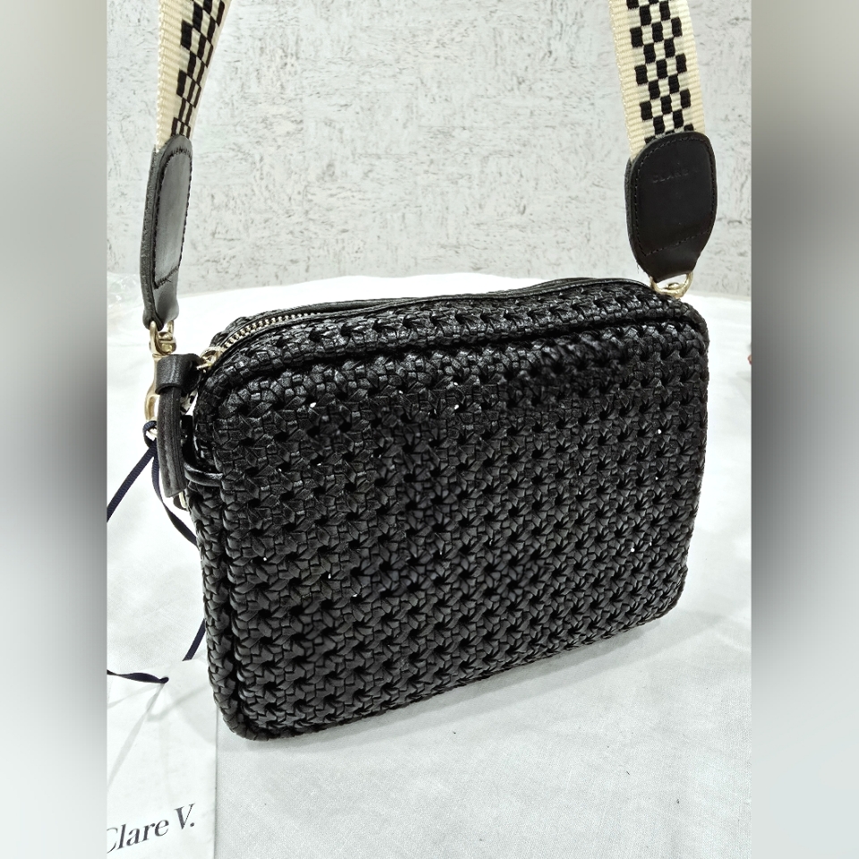 Bonus Strap + Clare V Midi Sac In Black Rattan